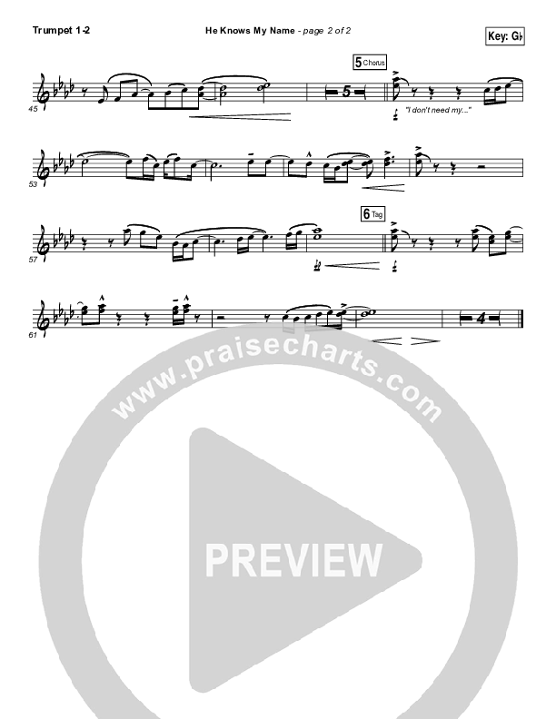 He Knows My Name Trumpet 1,2 (Francesca Battistelli)