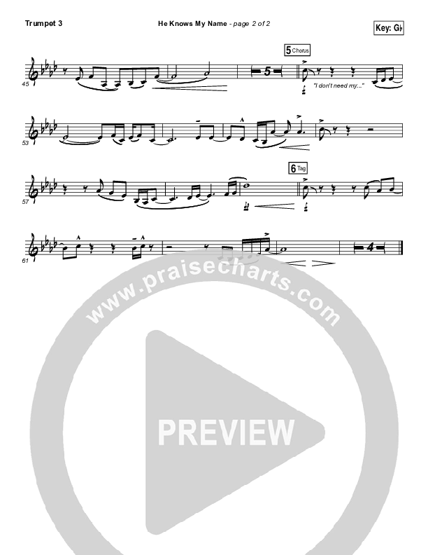 He Knows My Name Trumpet 3 (Francesca Battistelli)