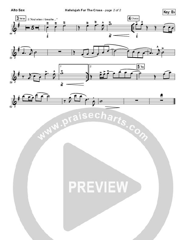 Hallelujah For The Cross Alto Sax (Newsboys)