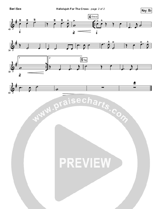 Hallelujah For The Cross Bari Sax (Newsboys)