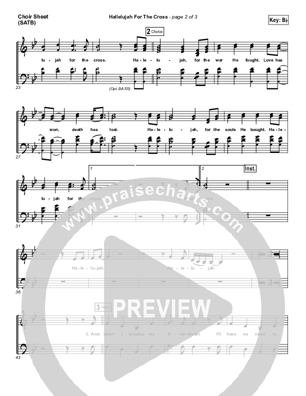Hallelujah For The Cross Choir Vocals (SATB) (Newsboys)