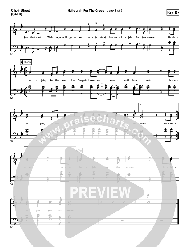 Hallelujah For The Cross Choir Sheet (SATB) (Newsboys)