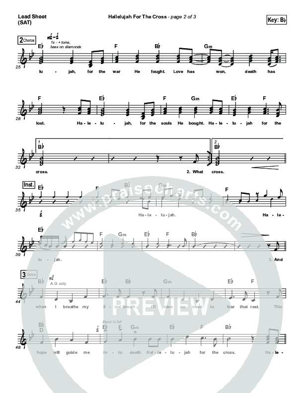Hallelujah For The Cross Lead Sheet (SAT) (Newsboys)