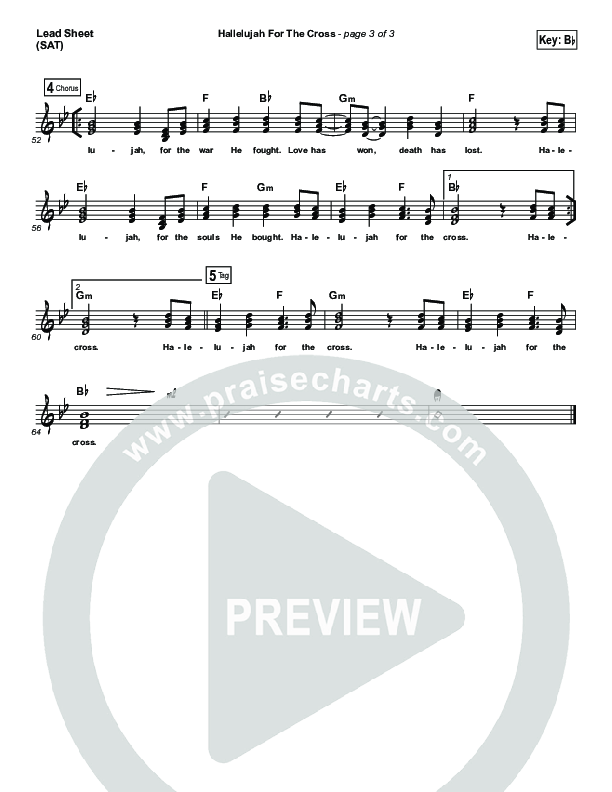 Hallelujah For The Cross Lead Sheet (SAT) (Newsboys)