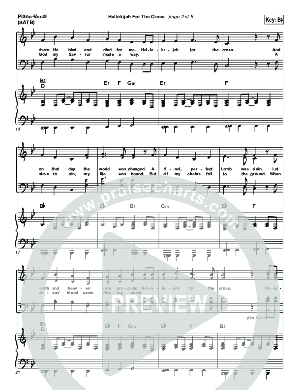 Hallelujah For The Cross Piano/Vocal (SATB) (Newsboys)