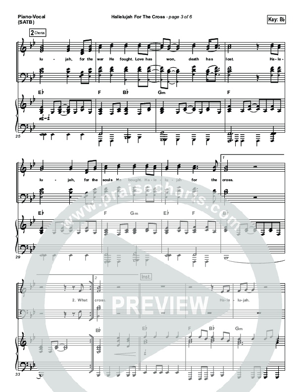 Hallelujah For The Cross Piano/Vocal (SATB) (Newsboys)