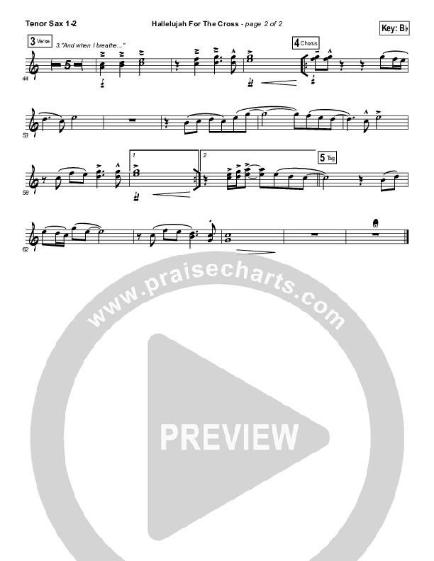 Hallelujah For The Cross Tenor Sax 1/2 (Newsboys)