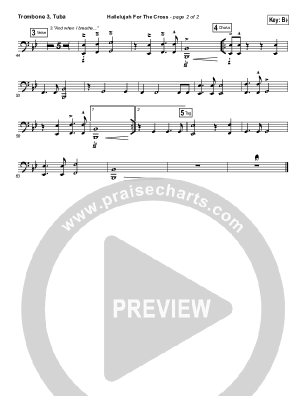 Hallelujah For The Cross Trombone 3/Tuba (Newsboys)