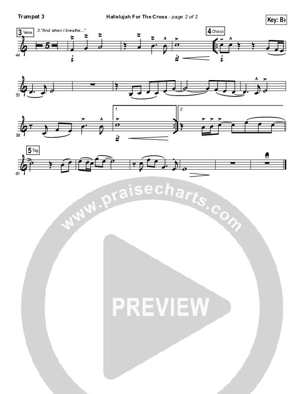 Hallelujah For The Cross Trumpet 3 (Newsboys)