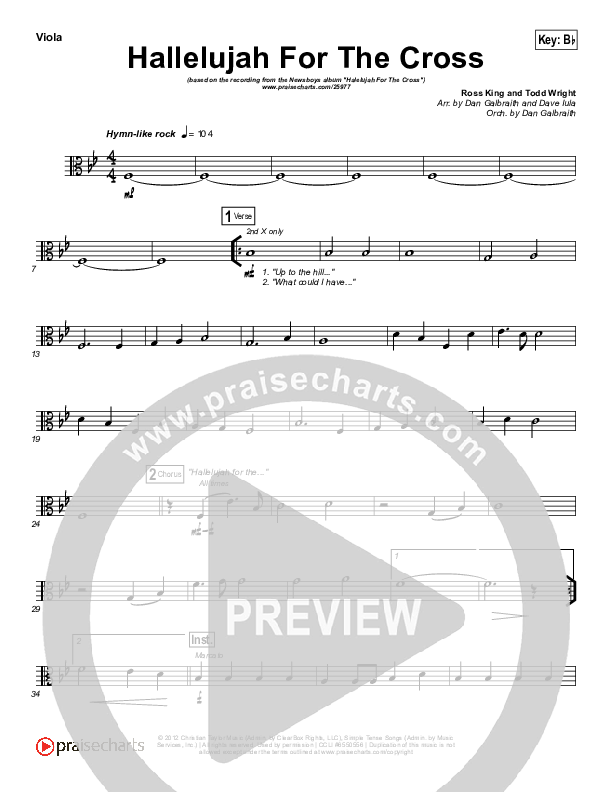 Hallelujah For The Cross Viola (Newsboys)