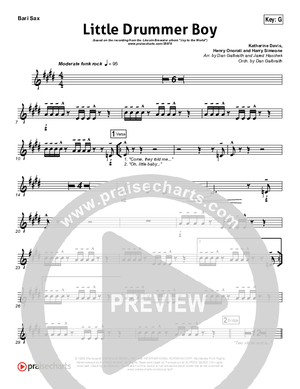 Little Drummer Boy Bari Sax (Lincoln Brewster)