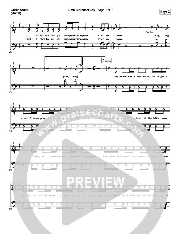 Little Drummer Boy Choir Sheet (SATB) (Lincoln Brewster)