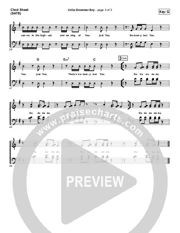 Little Drummer Boy Choir Sheet (SATB) (Lincoln Brewster)