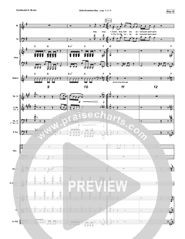 Little Drummer Boy Conductor's Score (Lincoln Brewster)