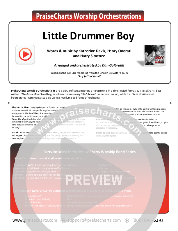 Little Drummer Boy Cover Sheet (Lincoln Brewster)