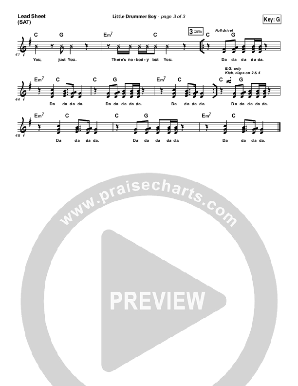 Little Drummer Boy Lead Sheet (SAT) (Lincoln Brewster)