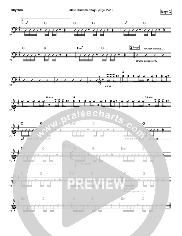 Little Drummer Boy Rhythm Chart (Lincoln Brewster)