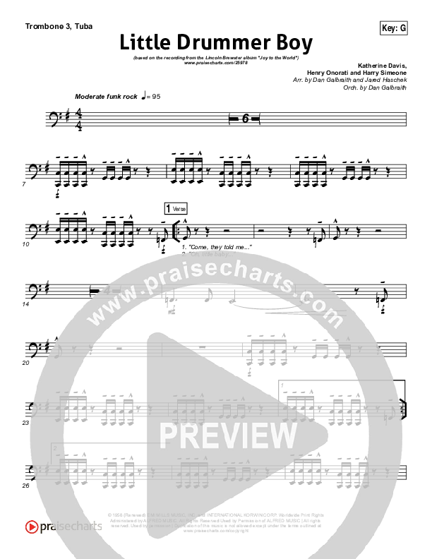 Little Drummer Boy Trombone 3/Tuba (Lincoln Brewster)