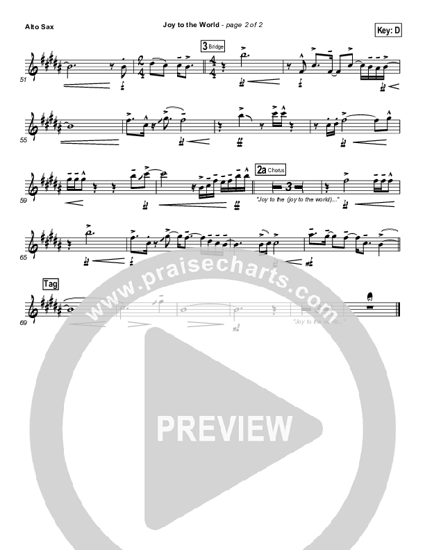 Joy To The World Alto Sax (Third Day)