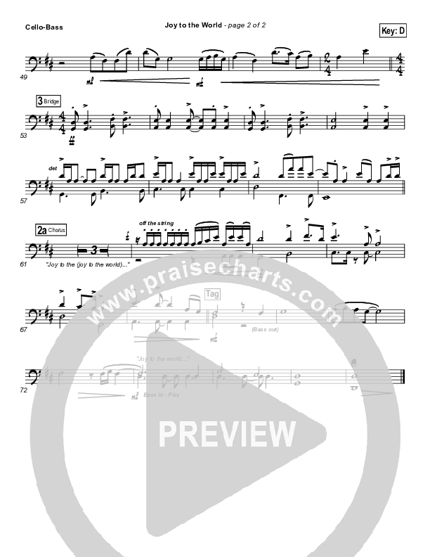 Joy To The World Cello/Bass (Third Day)