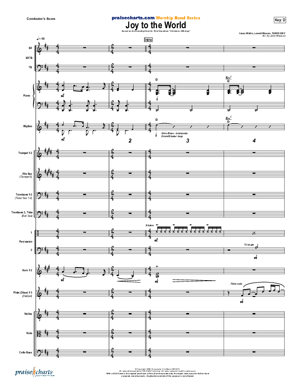 Joy To The World Conductor's Score (Third Day)