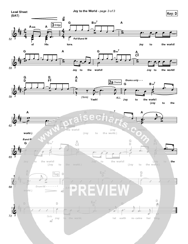 Joy To The World Lead Sheet (Third Day)