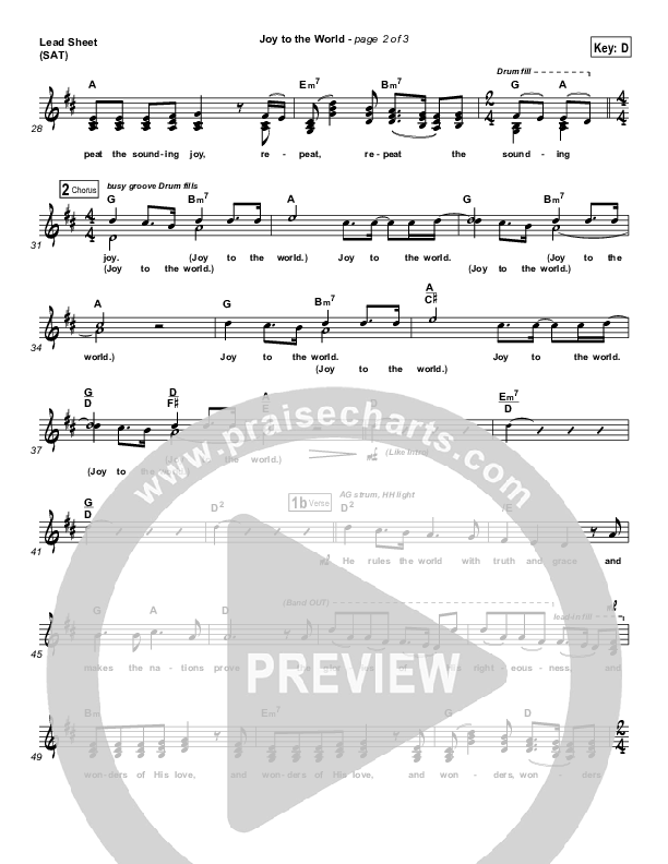 Joy To The World Lead Sheet (SAT) (Third Day)