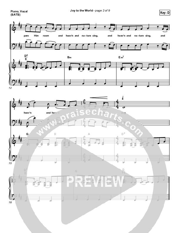 Joy To The World Piano/Vocal (Third Day)