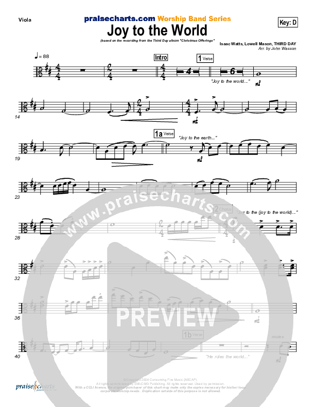 Joy To The World Viola (Third Day)