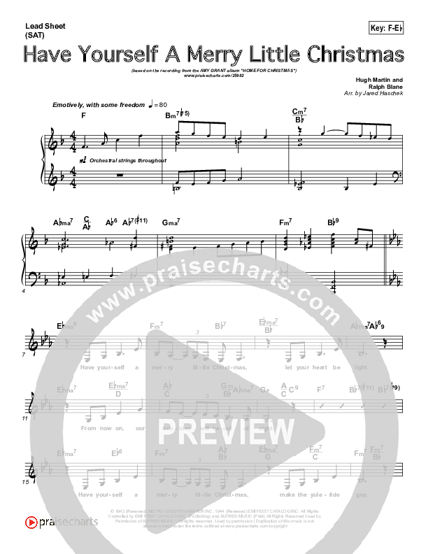 Have Yourself A Merry Little Christmas Lead Sheet (SAT) (Amy Grant)