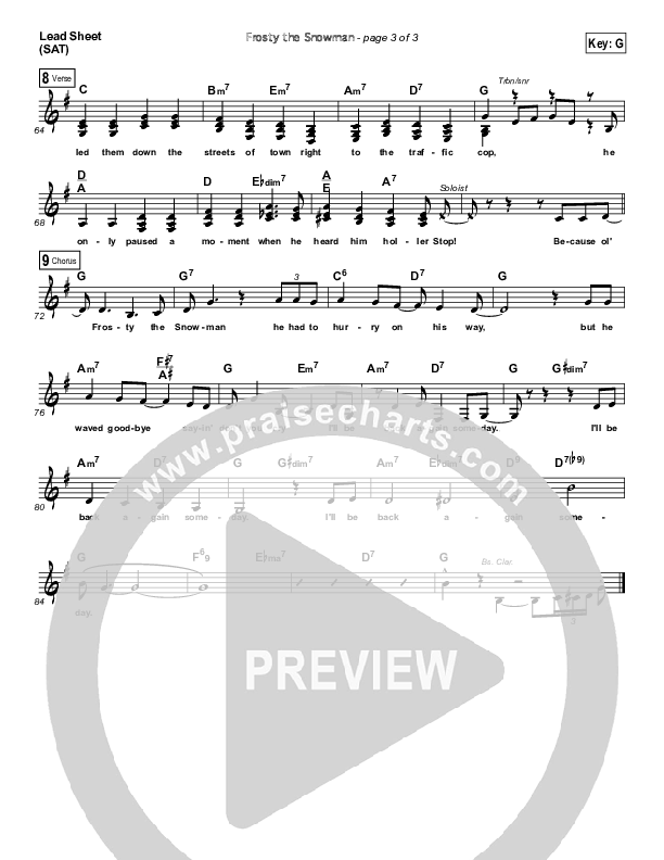 Frosty The Snowman  Lead Sheet (SAT) (Bing Crosby)