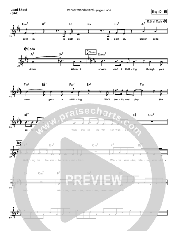 Winter Wonderland  Lead Sheet (Johnny Mathis)