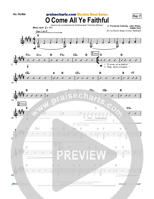 O Come All Ye Faithful Acoustic Guitar (Third Day)