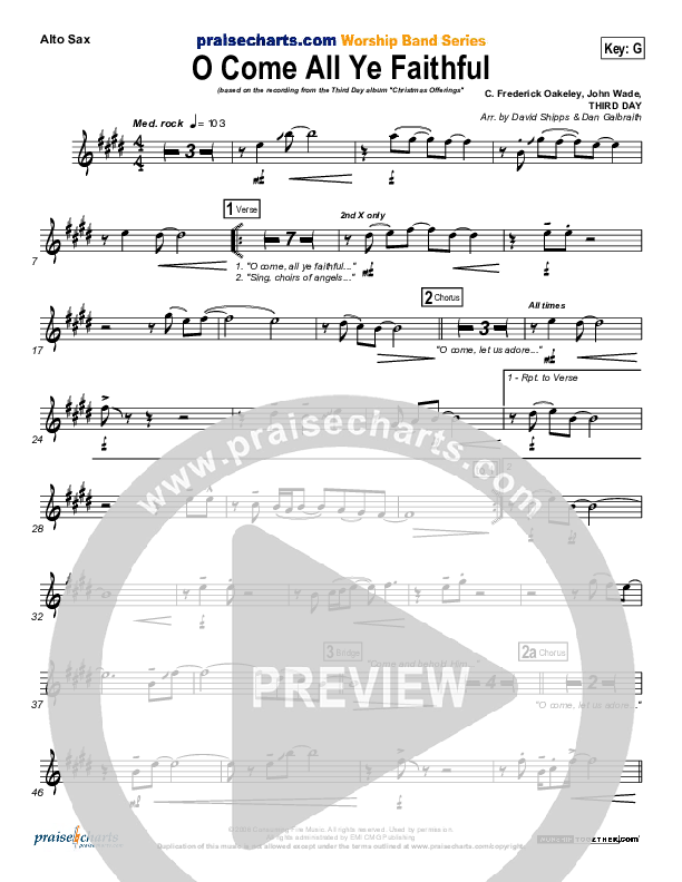 O Come All Ye Faithful Alto Sax (Third Day)