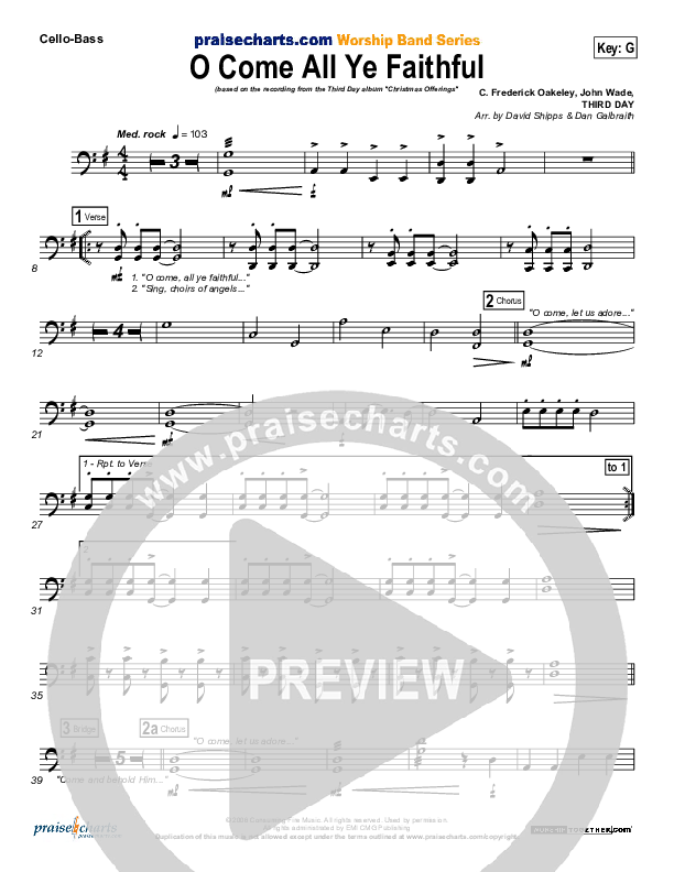 O Come All Ye Faithful Cello/Bass (Third Day)