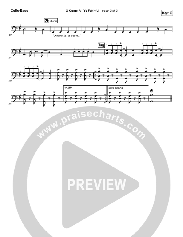 O Come All Ye Faithful Cello/Bass (Third Day)