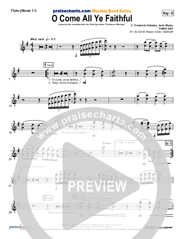 O Come All Ye Faithful Flute/Oboe 1/2/3 (Third Day)