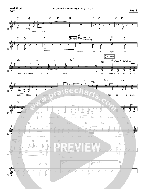 O Come All Ye Faithful Lead Sheet (Third Day)