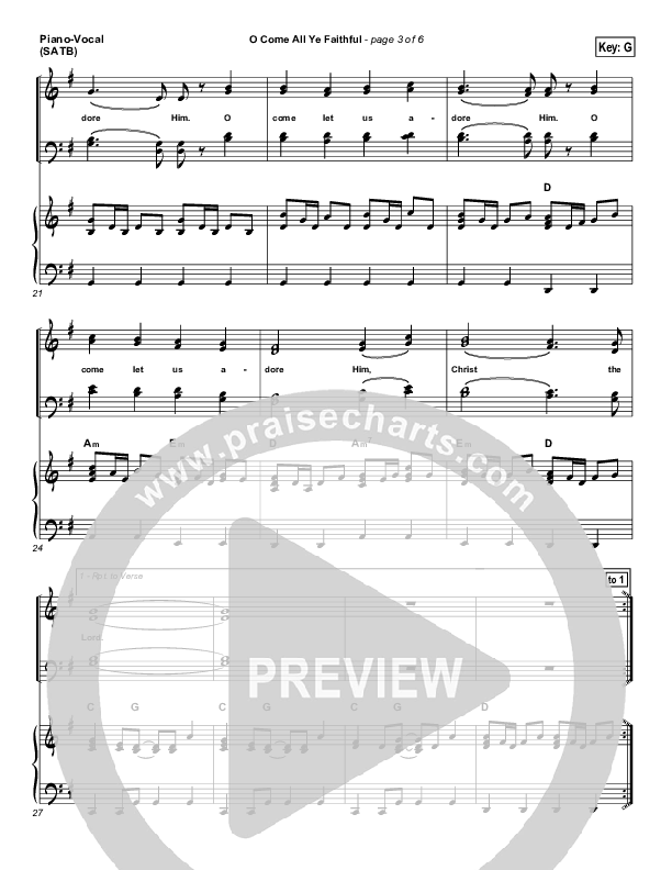 O Come All Ye Faithful Piano/Vocal (Third Day)