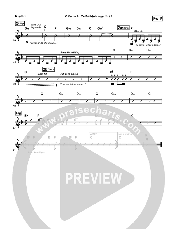 O Come All Ye Faithful Rhythm Chart (Third Day)