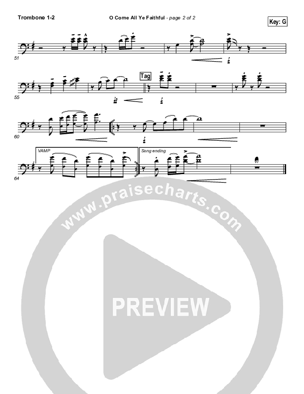 O Come All Ye Faithful Trombone 1/2 (Third Day)