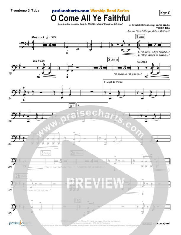O Come All Ye Faithful Trombone 3/Tuba (Third Day)