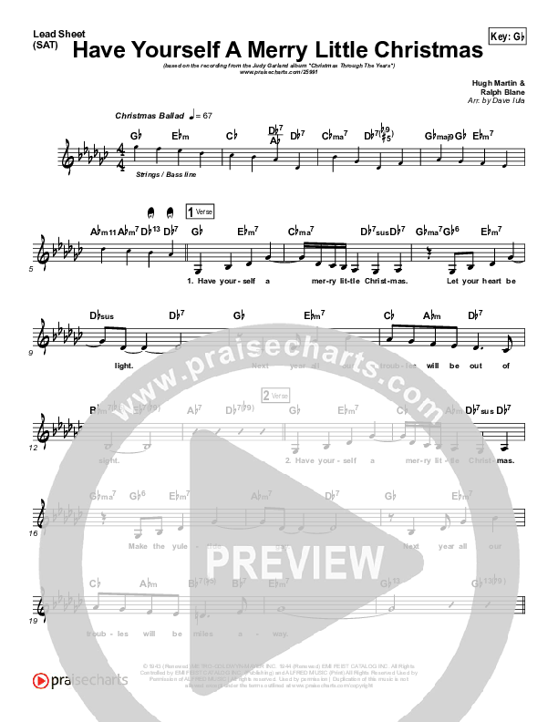 Have Yourself A Merry Little Christmas Lead Sheet (SAT) (Judy Garland)