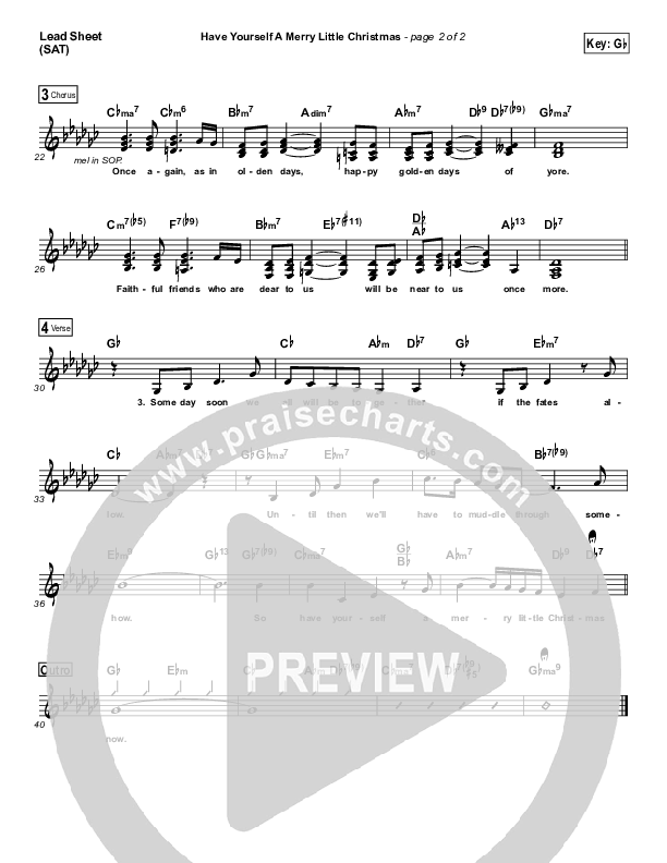 Have Yourself A Merry Little Christmas Lead Sheet (SAT) (Judy Garland)