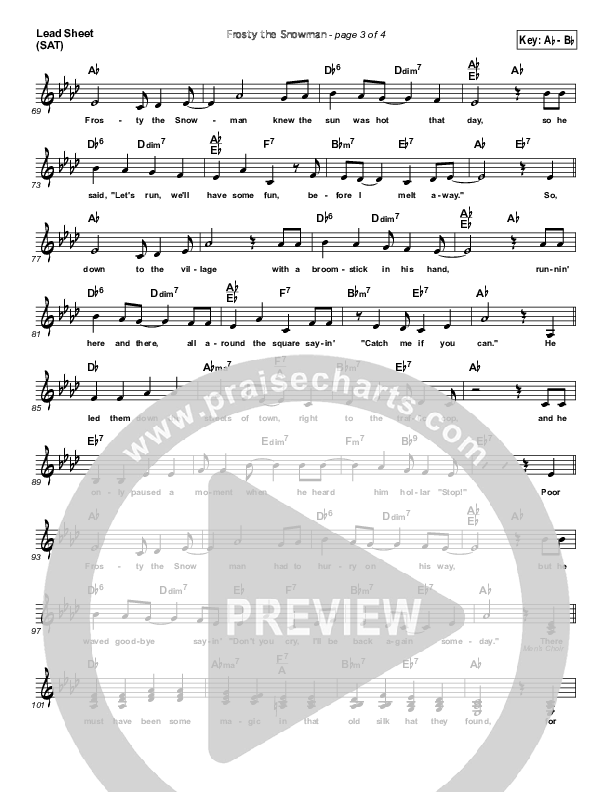 Frosty The Snowman  Lead Sheet (SAT) (Gene Autry)