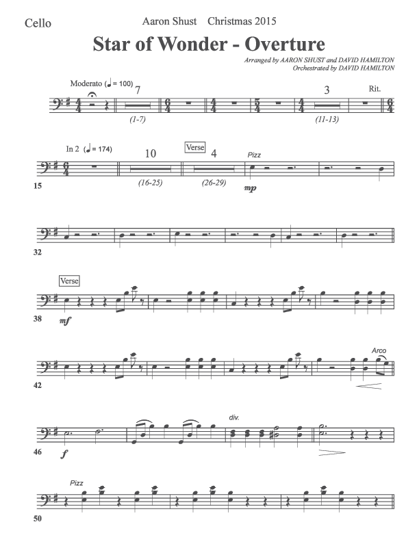 Star Of Wonder Cello (Aaron Shust)