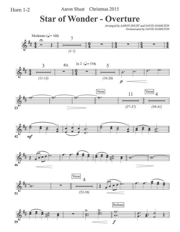 Star Of Wonder French Horn 1/2 (Aaron Shust)