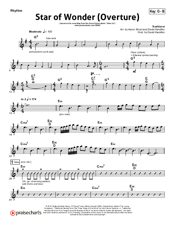 Star Of Wonder Rhythm Chart (Aaron Shust)