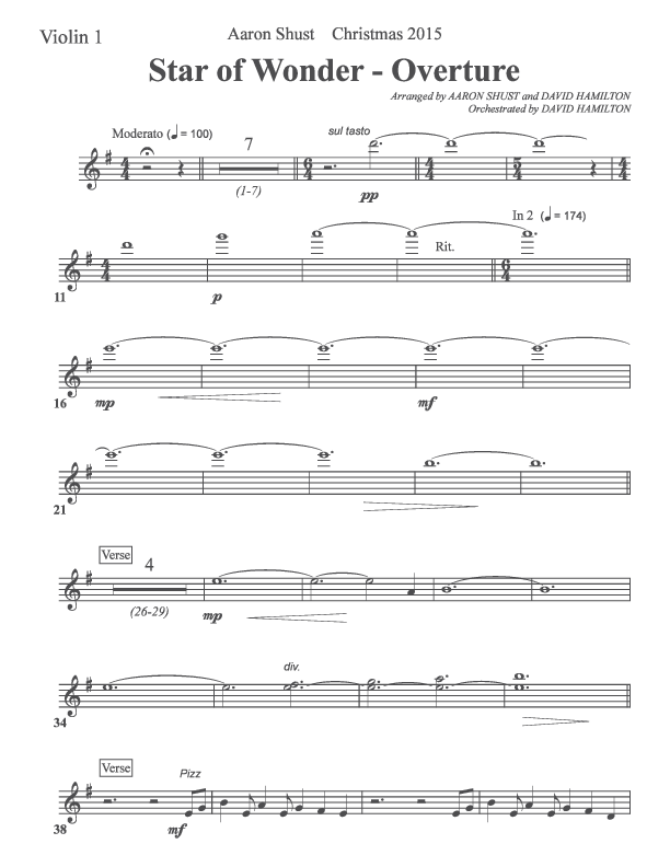 Star Of Wonder Violin 1 (Aaron Shust)