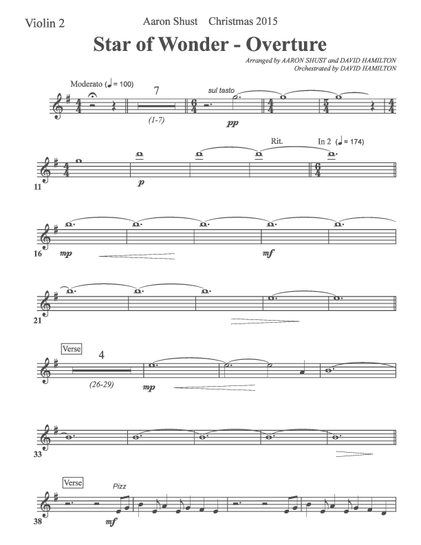 Star Of Wonder Violin 2 (Aaron Shust)